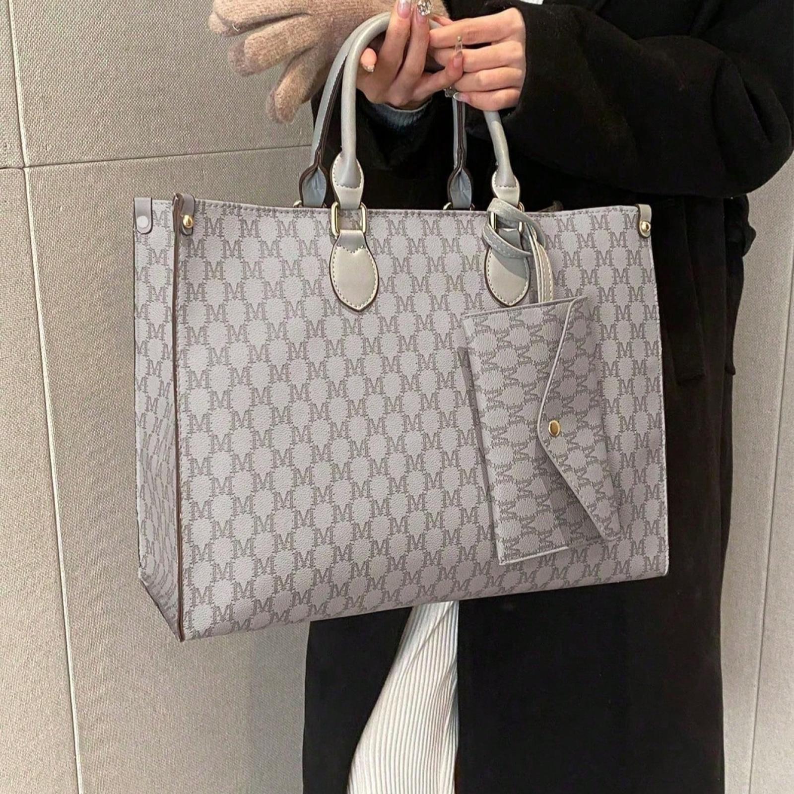 Fashion Print, Four Seasons Versatile Travel Shopping Bag, Oversized Tote Bag with Wallet, Large Capacity Shoulder Work Bag, Suitable for Business and Daily Use
