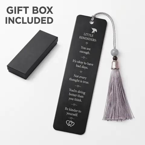 Small Unisex Metal Motivational Bookmark with Tassel & Gift Box, Reading Aid with Encouraging Quote, Graduation Gift for Book Lovers, Elegant Home & Party Supply Accessory