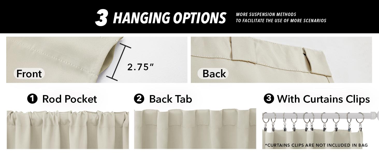 3 Hanging Styles Solid Color Curtains(2 Panels , 52 Inch Width) – Modern Blackout Drapes, Christmas Decor, Home Decoration for Living Room, Bedroom, Summer Home, Christmas Gifts & Decorations