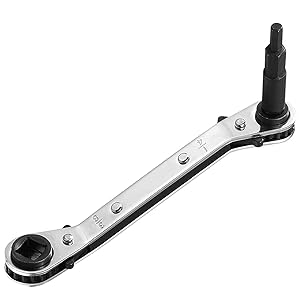 GJANSH Hvac Service Wrench Tools:3/16” to 3/8” 5/16'' x 1/4''Air Conditioner Valve Ratchet Wrench with 2 Hexagon Bit Adapter Kit for Air Refrigeration and Equipment Repair Tools Clearance,fathersdaygift