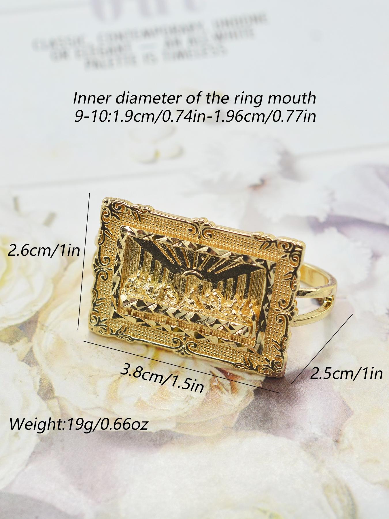 Punk Hip Hop Copper Gold Plated Last Supper Men's Two-Finger Ring, Religious Jewelry, Juda Thirteen Apostles Design, Unique Fashion Accessory