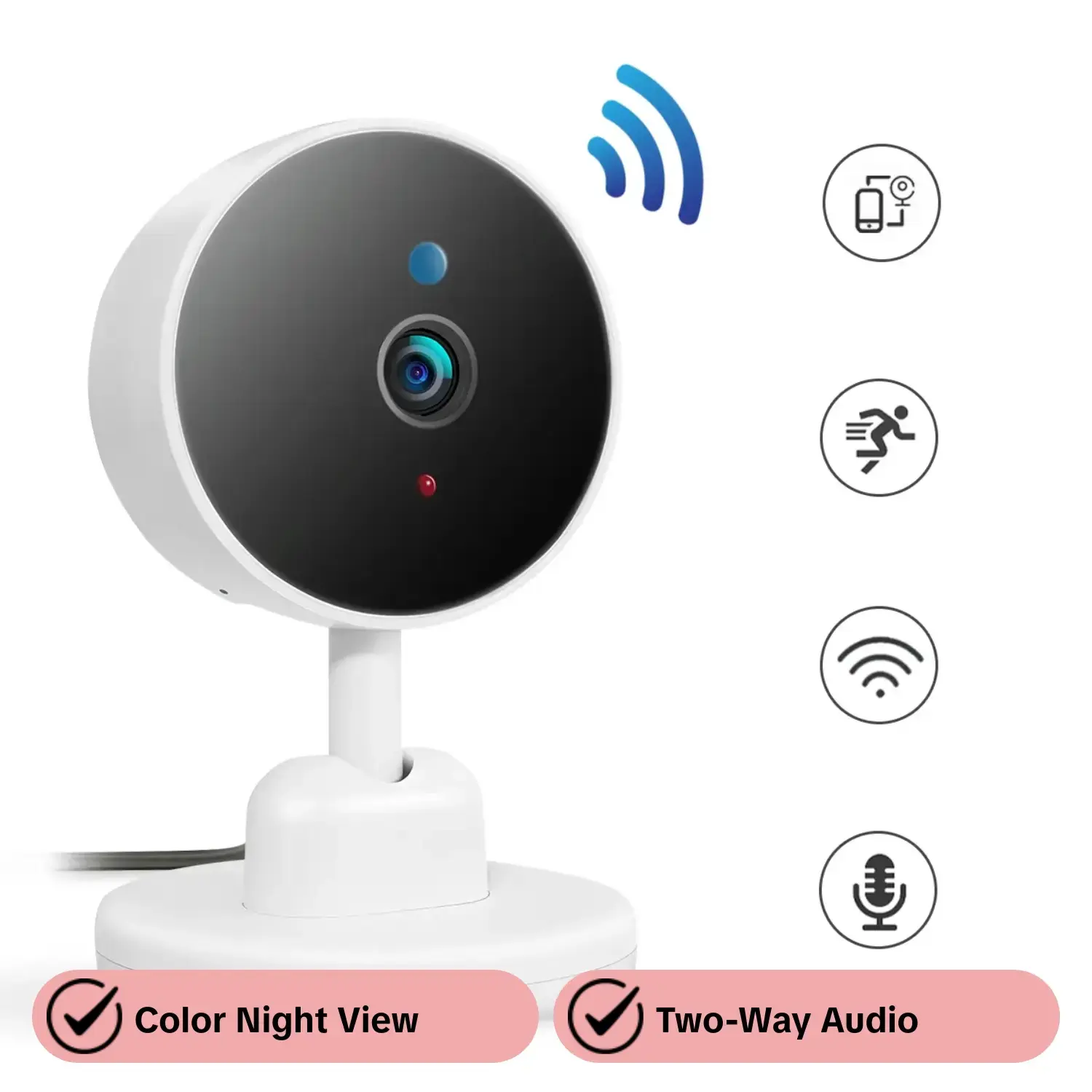 Home Security & Pet Camera with HD video, color night view, motion detection, two-way audio, and built in spotlight — 1 camera