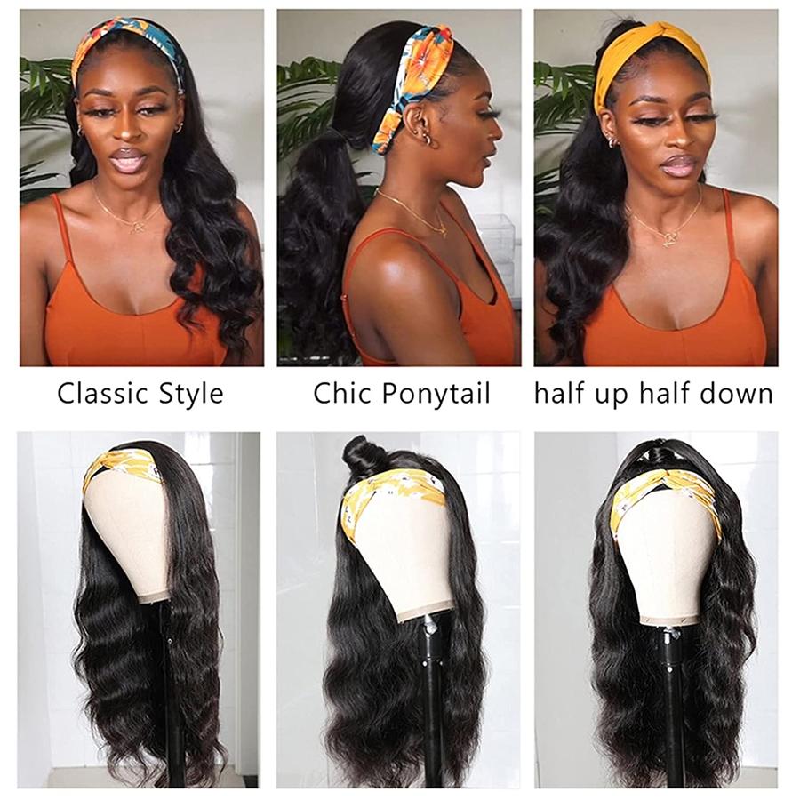 Bling Hair Headband Wig Human Hair Body Wave Headband Wigs for Women human hair glueless Wig 100% Brazilian Real Human Hair Headband wig 180% Density #TikTokShopHolidayHaul