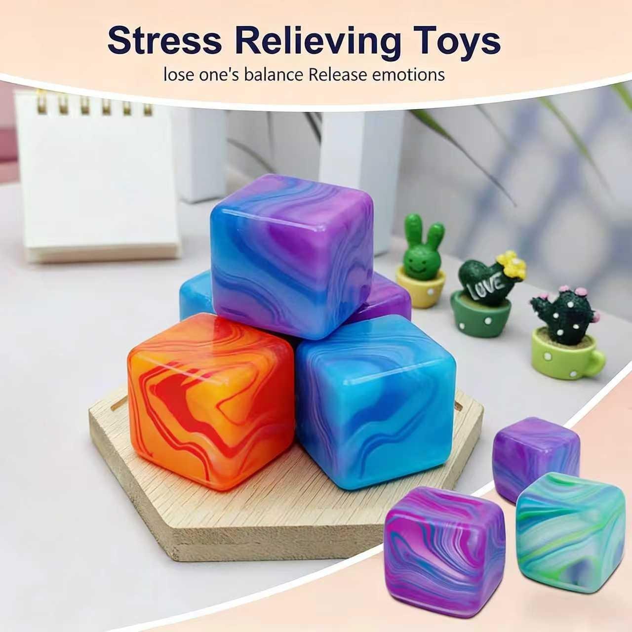 Anxiety Squishies, Fidget Cube Stress Relief, Mini Squishy Stress Cube, Ice Squishy Cube Sugar Balls, Sensory Toys for Kids with Autism, for Classroom Prize, Novel Design Colorful