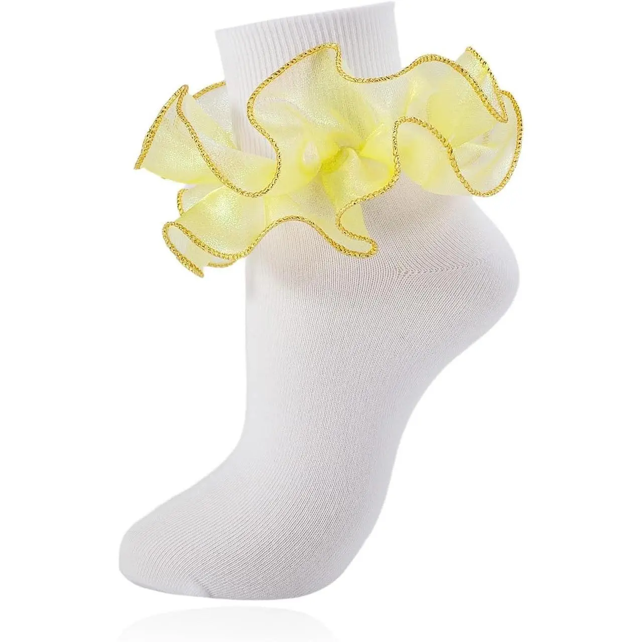 Women Big Ruffle Socks Adult Double Lace Turn Cuff Fluffy Frilly Ankle Dress Socks Cute Bobby Sock for Big Girls