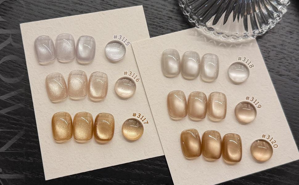 GAOY Crown Jewel Glitter Cat Eye Gel Nail Polish Set with Magnet for Holographic Cat Eye, Salon UV Gel Manicure and Nail Art DIY at Home