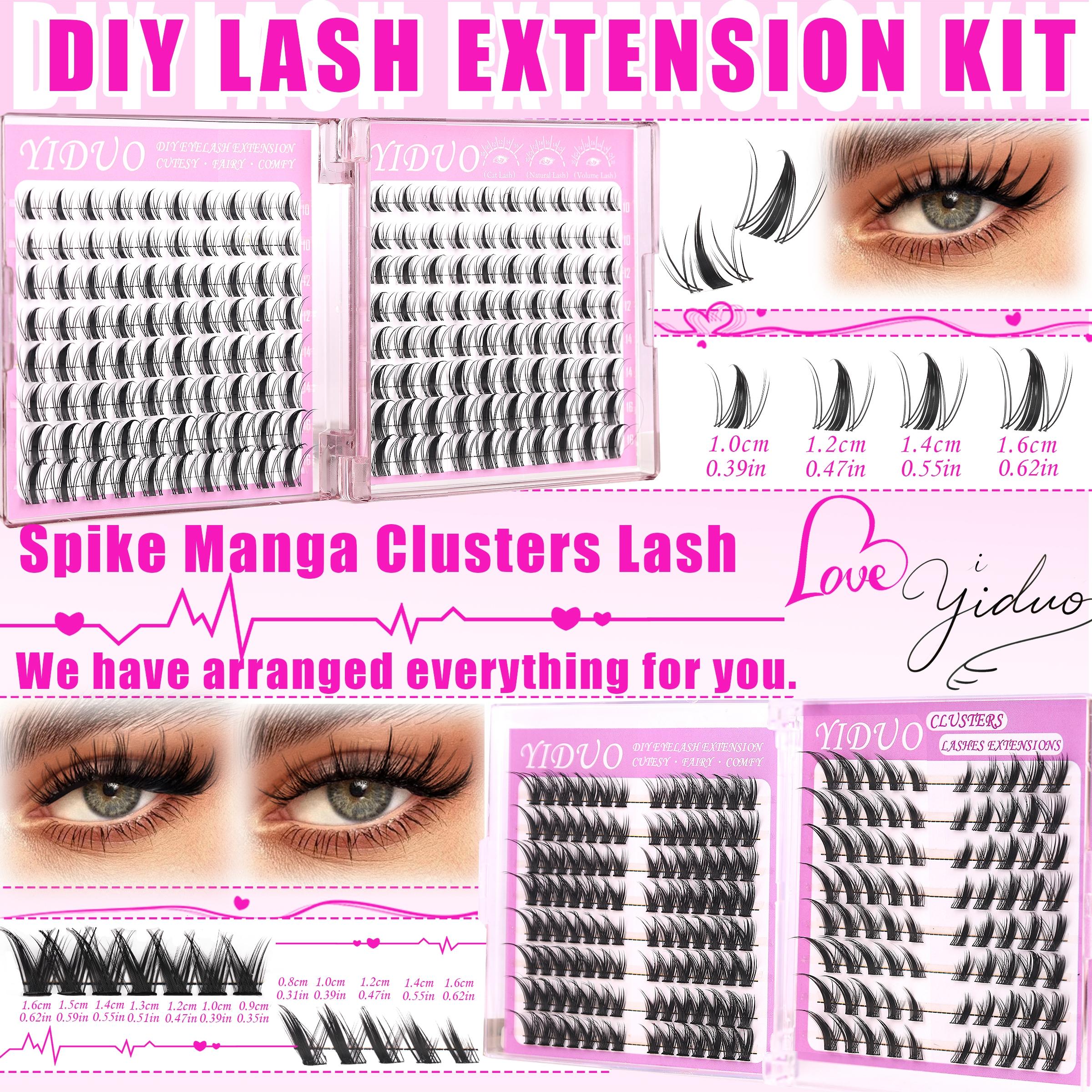 YIDUO 6 Styles Lash Clusters Kit Gift Packs Fairy Cat Eye Eyelash Extensions Makeup Bag Set Fluffy Volume Eyelashes Fluffy Manga Wispy C-curly Soft Individual DIY Lash Clusters Kit Extension Soft comfortable Easy Apply Natural Look for Makeup Daily Life