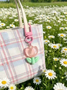 Cute Floral Hanging Ornament, Transparent Tulip Keychain, Floral Pattern Keychain, Cute Bag Charm, Car Key Holder, Backpack Accessory, Trendy Cute Keychain, Keychain For Car Keys, Spring New Design