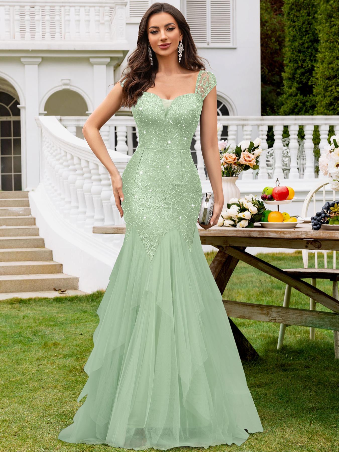 MIUSOL 24453A Sequin Floral Lace Sweetheart Neck Cap Sleeve Contrast Mesh Tiered Hem Evening Party Maxi Dress, Elegant Party Dress For Women, Formal Evening Gown, Prom Dress, For Wedding Guest, Graduation, Dinner MIUSOL 24453A Sequin Floral Lace Sweetheart Neck Cap Sleeve Contrast Mesh Tiered Hem Evening Party Maxi Dress, Elegant Party Dress For Women, Formal Evening Gown, Prom Dress, For Wedding Guest, Graduation, Dinner