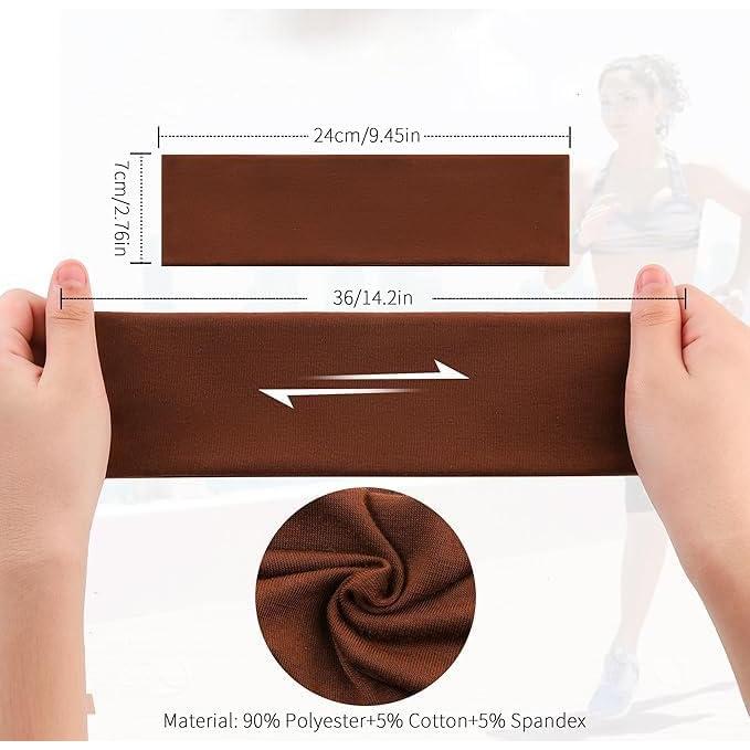5 count Headbands for Women Non Slip, 5 Colors  Bands for Women's Hair. Soft  Cloth Stretchy Thick Headbands for Running, Yoga, and Exercise