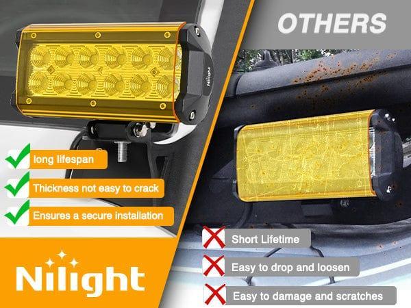 Nilight 2Pcs 6.5 Inch Double-Row LED Light Bar Covers, 5.2inch*3inch*0.6inch Amber PC Plastic, Protective, Waterproof, Easy to Install, Decorates Vehicle Appearance, Boosts Fog Visibility, Ideal for Offroad Lights Use, Easy Install, Improves Visibility In