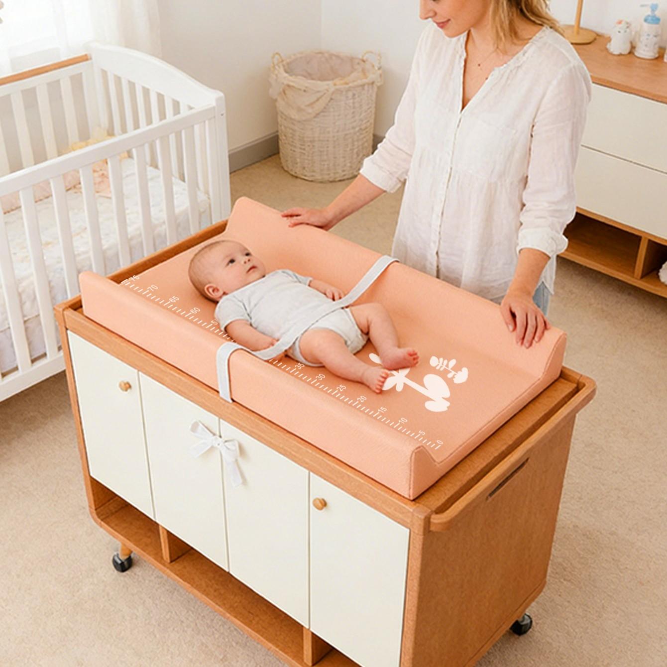 Baby Changing Table with PU Diaper Pad, Leather Infant Care Dressing Table, Baby Massage Mat, Compressed Packaging, Pure Color PU Diaper Table