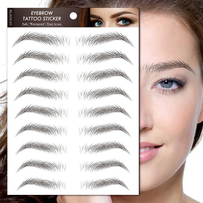 9 Pcs Waterproof Brow Temporary Tattoo Stickers, Eyebrow, Realistic Effect, Elegant, Long-Lasting, Easy Application and Removal, Ideal for Daily Makeup