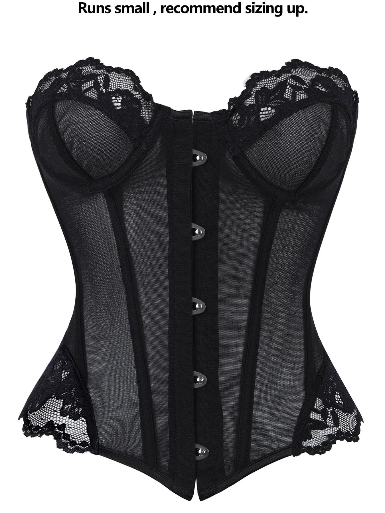 Y2K Leopard Print Lace Trim Corset Top Front Buckle Boned Waist Trainer Sheer Mesh Slimming Bustier For Women Club Party Date Night Outfit