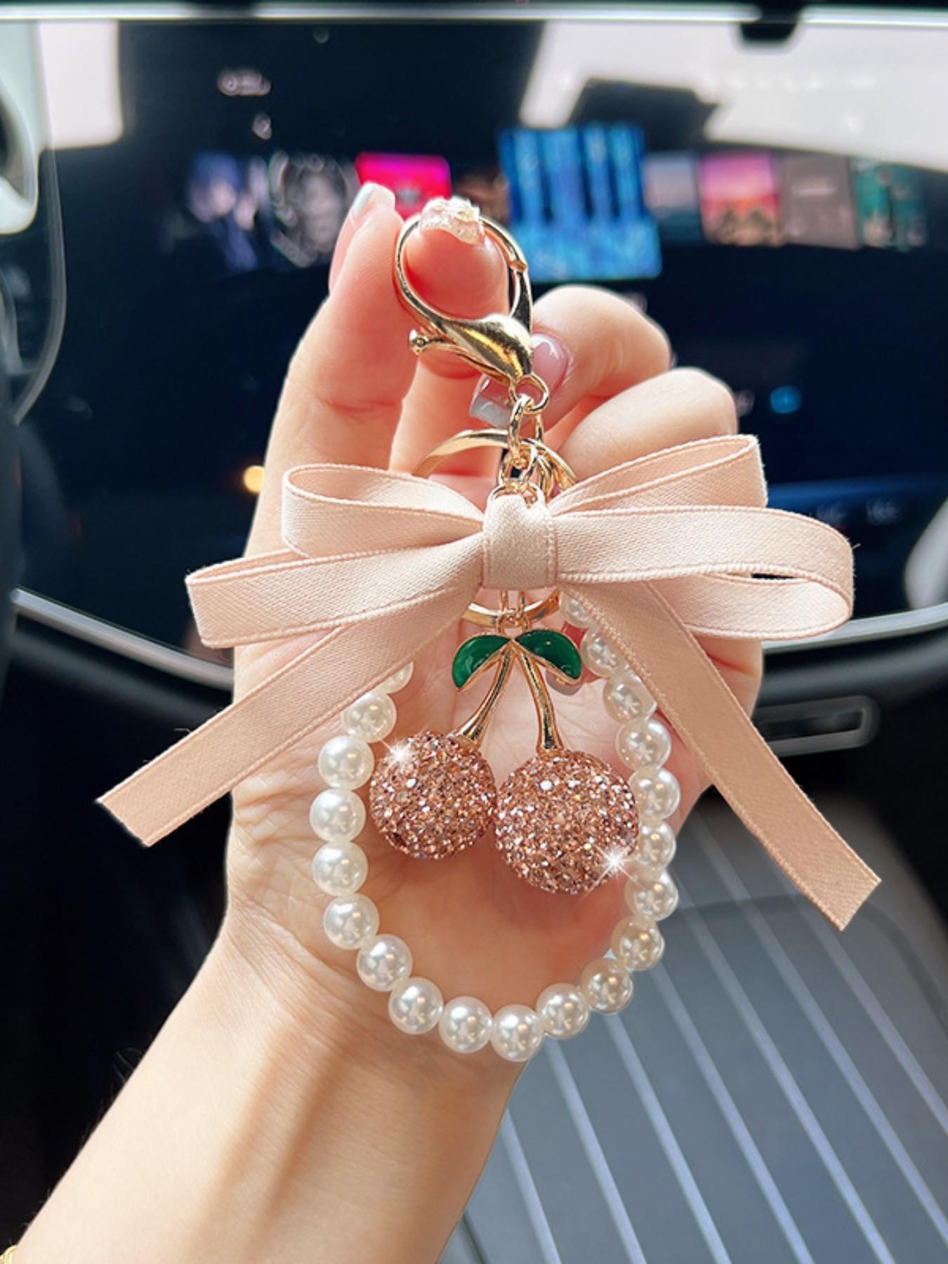 Cute Cherry Design Bag Charm, Fashionable Women's Purse Decoration, Stylish Keychain for Bags Gift Option, All Seasons Accessory