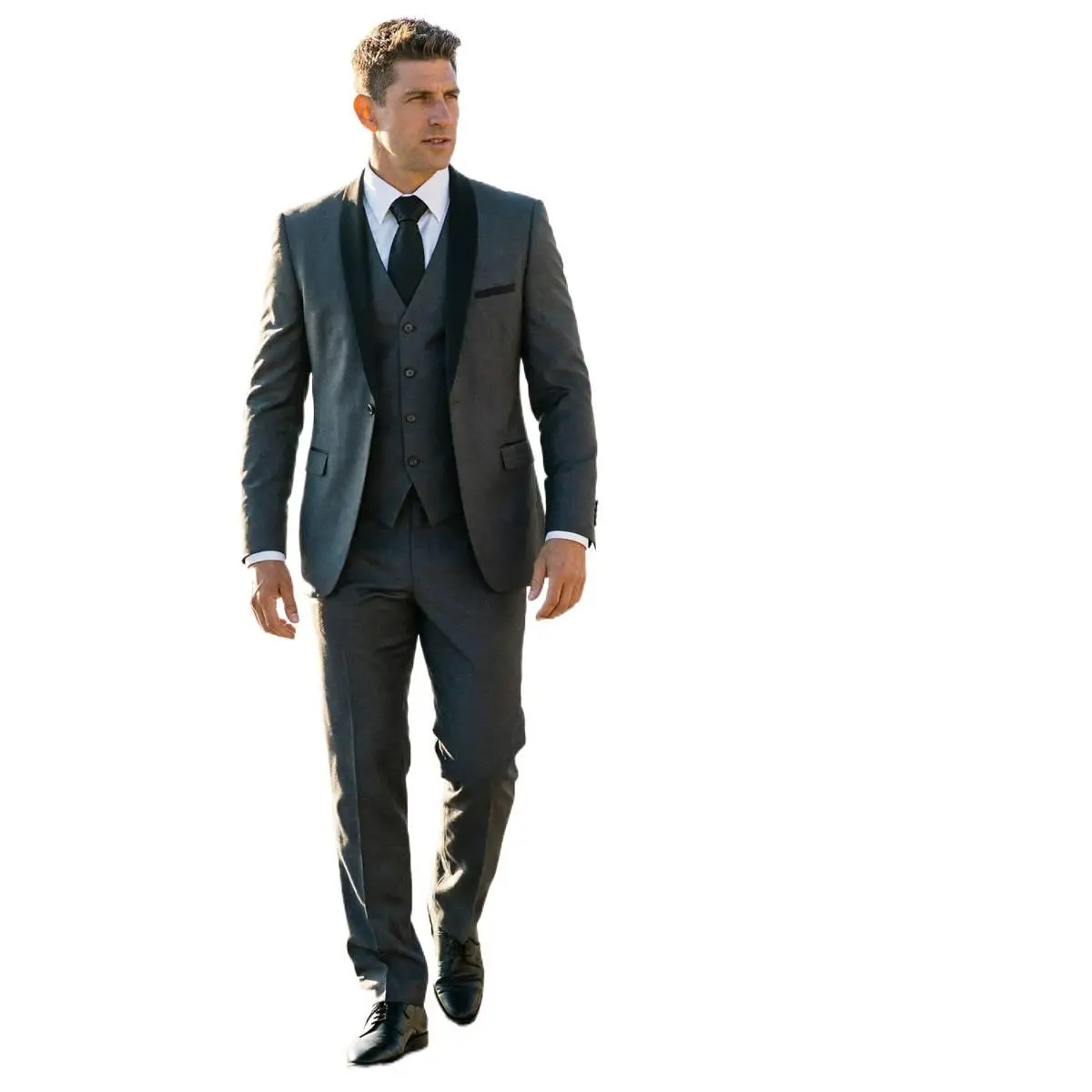Men's Classic Tailored Three-Piece Suit Set with Single-Breasted Jacket, Waistcoat, Flat-Front Trousers Included for Weddings, Business, and Formal Occasions