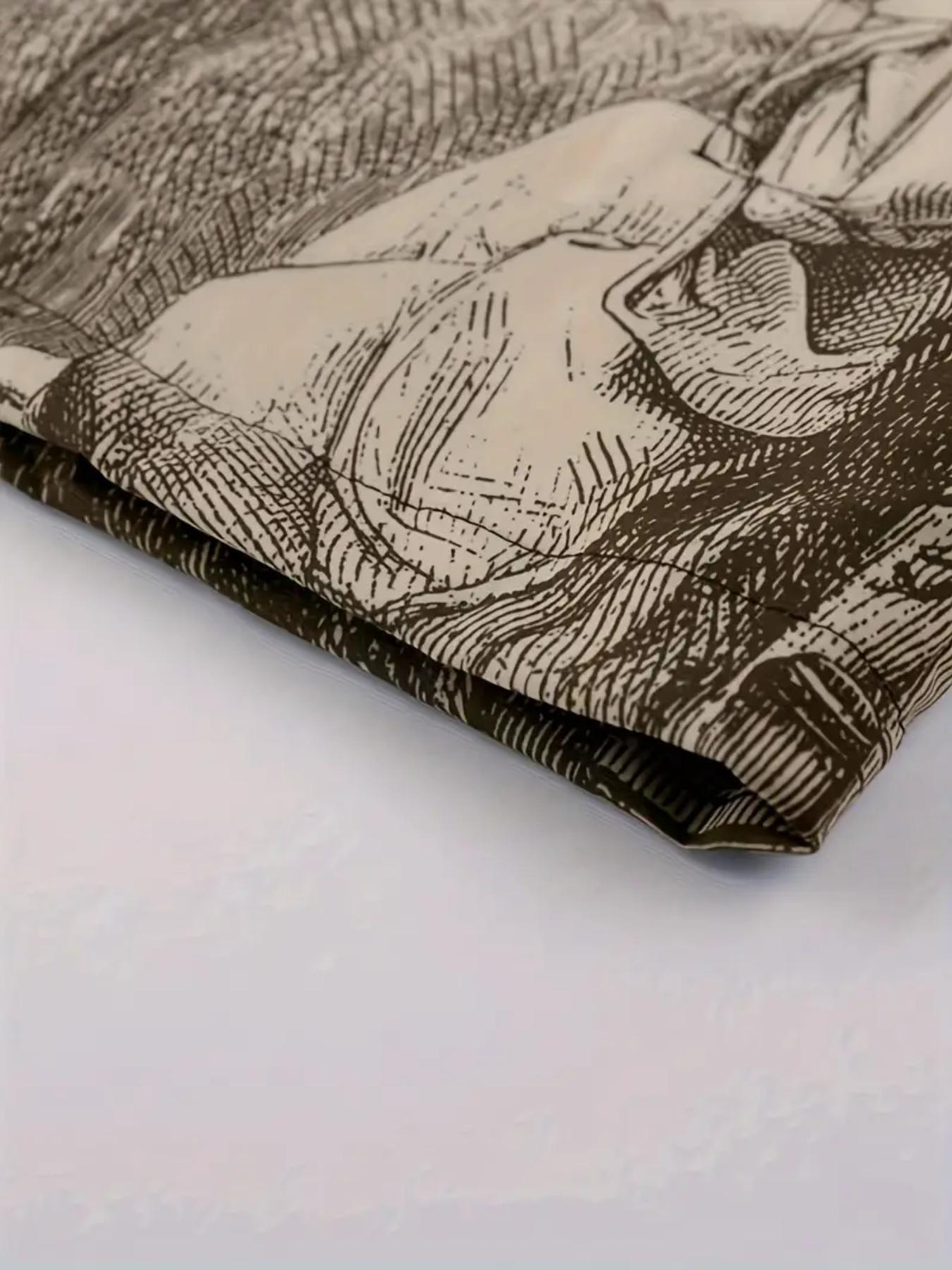 Men's Regular Fit Figure & Letter Print Pocket Zip Up Jacket, Casual Long Sleeve Collar Outerwear for Spring & Fall, Jackets for Men, Winter Clothing Men, Fashion Men's Clothes for Daily Wear Tops, Coat