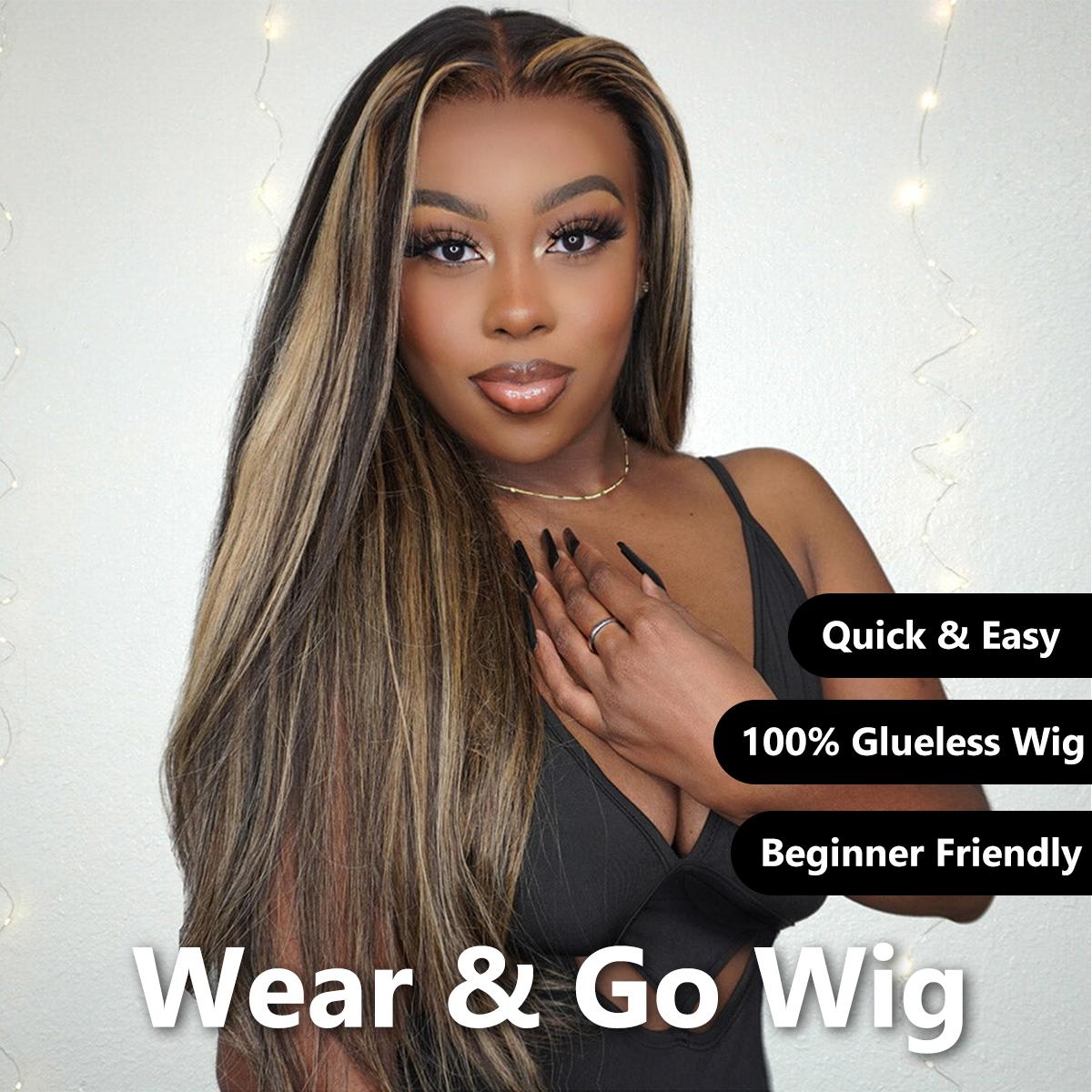 Mscoco Glueless Balayage Honey Blonde Highlight Human Hair Wig 1B 22 Body Wave & Straight Lace Wig 6x5 Wear And Go HD Lace Wig