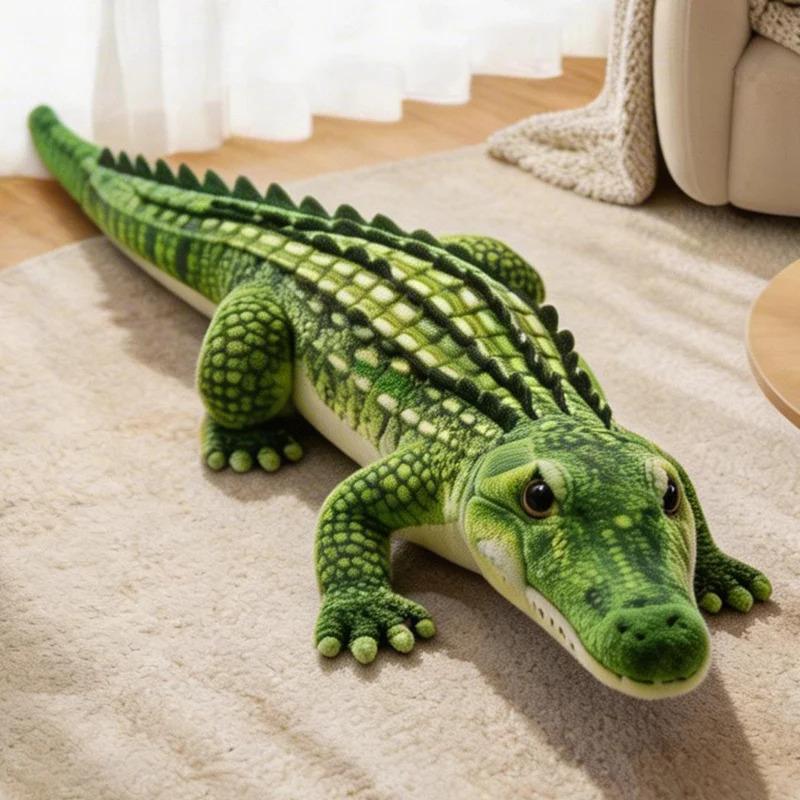 65/90CM Simulation Crocodile Plush Toys Soft Stuffed Lifelike Green Gray Brown Giant Alligator Sofa Cushion