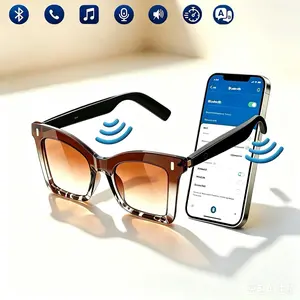 AI Bluetooth smart glasses, supporting multiple language APP translation, music glasses, in ear automatic detection switch, leopard print sunglasses, sweat proof, sun protection, sunglasses, suitable for travel, navigation, meetings, business