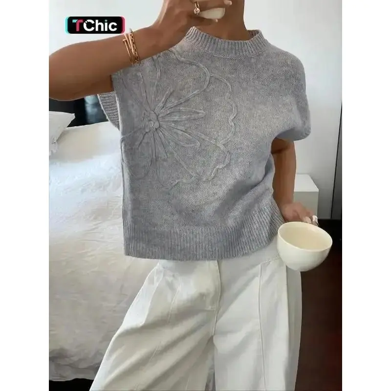 Women's Crew Neck Sweater Vest, Casual Sleeveless Jumper Vest Daily Wear, Ladies Knitwear All Seasons(gift)