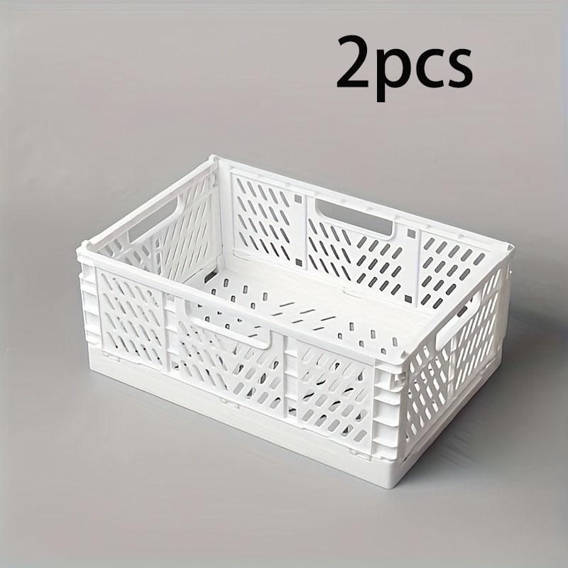 2pcs/set，Mini Folding Storage Basket, Stackable Plastic Storage Basket, Sundries Storage Basket, Japanese Style Desktop Storage Box