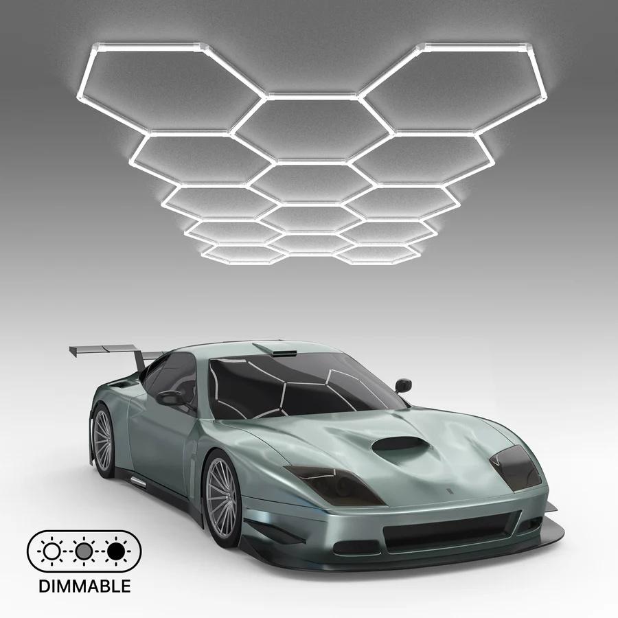 HYPERLITE hexagon LED lights, offering 9900/15840/30360/38280/60720 LM hexagon lights brightness for garage detailing, gyms, and shops Honeycomb Lights, with 3-level dimming control led hexagon lights,Adjustable Lighting,SpringGlowUp HYPERLITE hexagon LED lights, offering 9900/15840/30360/38280/60720 LM hexagon lights brightness for garage detailing, gyms, and shops Honeycomb Lights, with 3-level dimming control led hexagon lights,Adjustable Lighting,SpringGlowUp