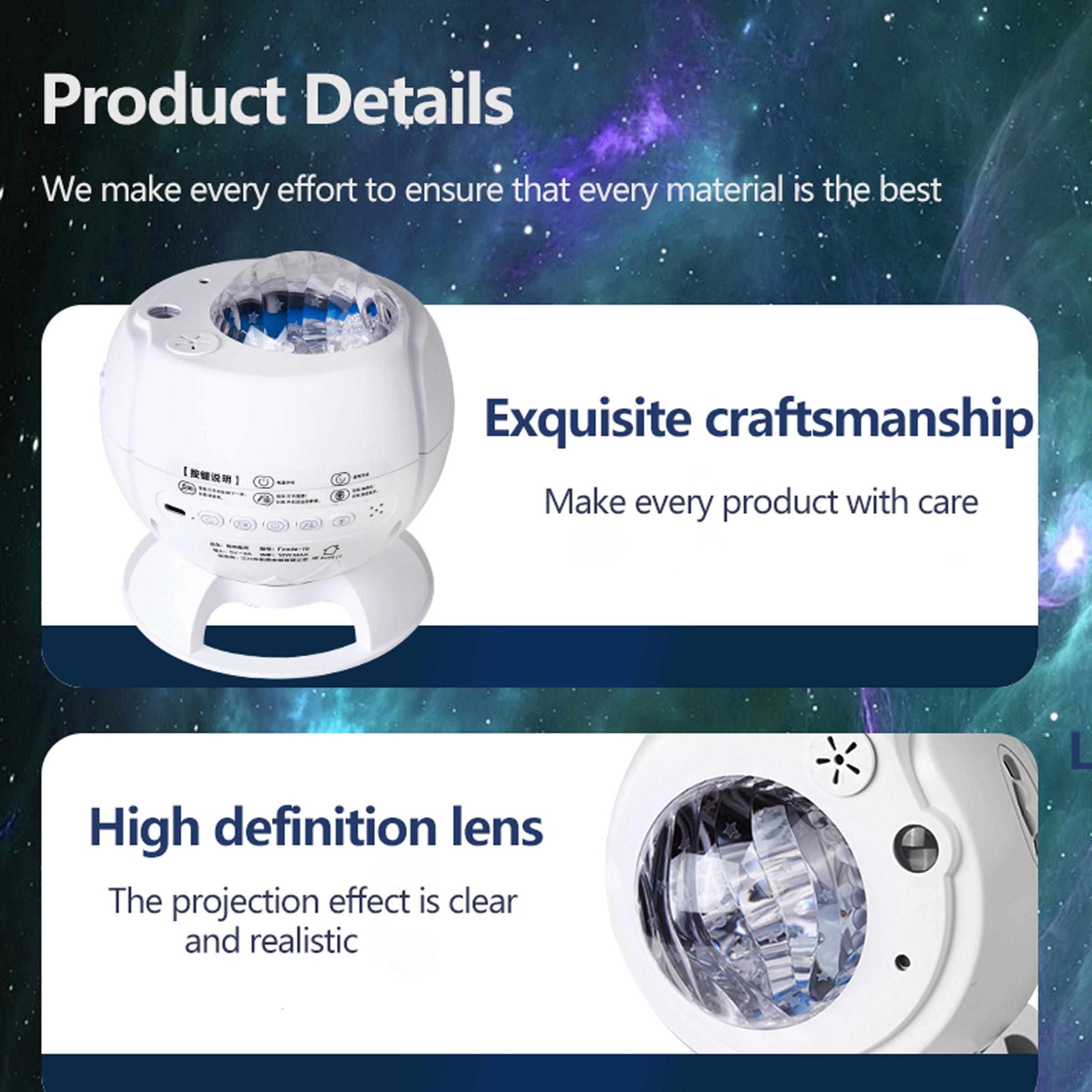 Rechargeable Projector Table Lamp Holiday Gifts Aurora Northern Light  Ambient Projector Light Bedroom Wireless Ocean Wave Star Moon Aurora Dome Projector