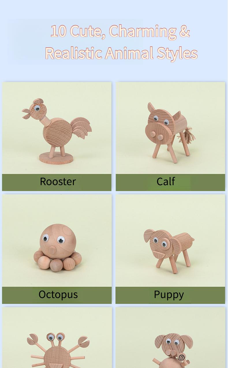 Creative children's DIY material kit, wooden animal stakes and branches small ornaments, handmade dolls and decorations for kindergarten