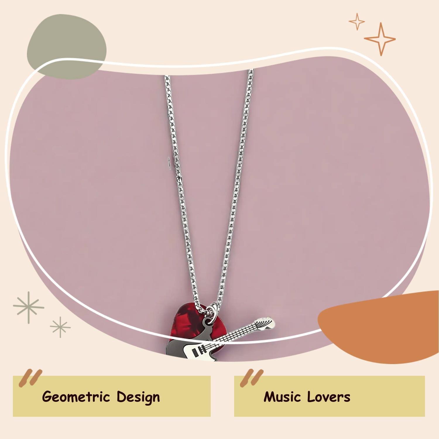 Fashionable Hip-Hop Guitar Pick Pendant Necklace, Unisex Design, Durable Music Lover Accessory, Fashionable Jewelry Accessories, Stainless Steel Chain, All Seasons Fashionable Hip-Hop Guitar Pick Pendant Necklace, Unisex Design, Durable Music Lover Accessory, Fashionable Jewelry Accessories, Stainless Steel Chain, All Seasons