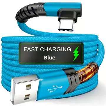 Fast Charging Type-C Data Cable, Right Angle USB to USB-C Design, Compatible with Samsung Huawei Xiaomi Redmi Oppo Oneplus Cellphone Smartphones