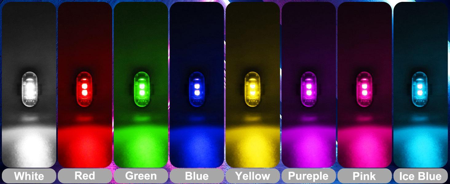 6 Pack RGB LED Strobe Lights with Remote Control - Multiple Lighting Modes USB Rechargeable Wireless Flash Warning Light for Car Motorcycle Drone Bike Boat Aircraft Airplane Truck Accessories, Car Exterior Anti-Collision Decorative Signal Lamp for Night