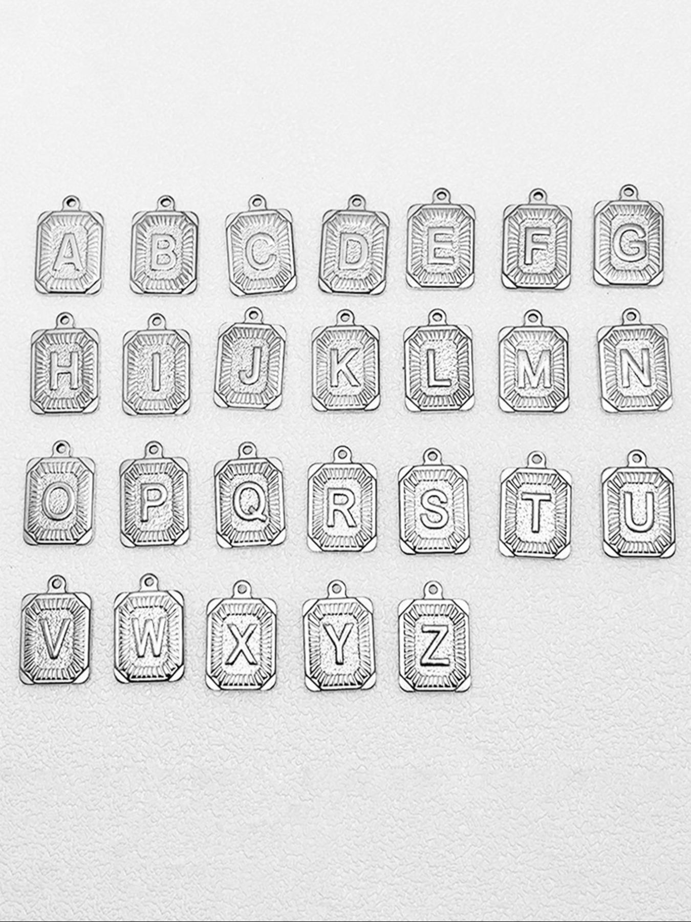 Men's Necklace with Square Pendant and Initial Letter, Stainless Steel Jewelry with Rope Chain, Personalized A-Z Letter Design Gift