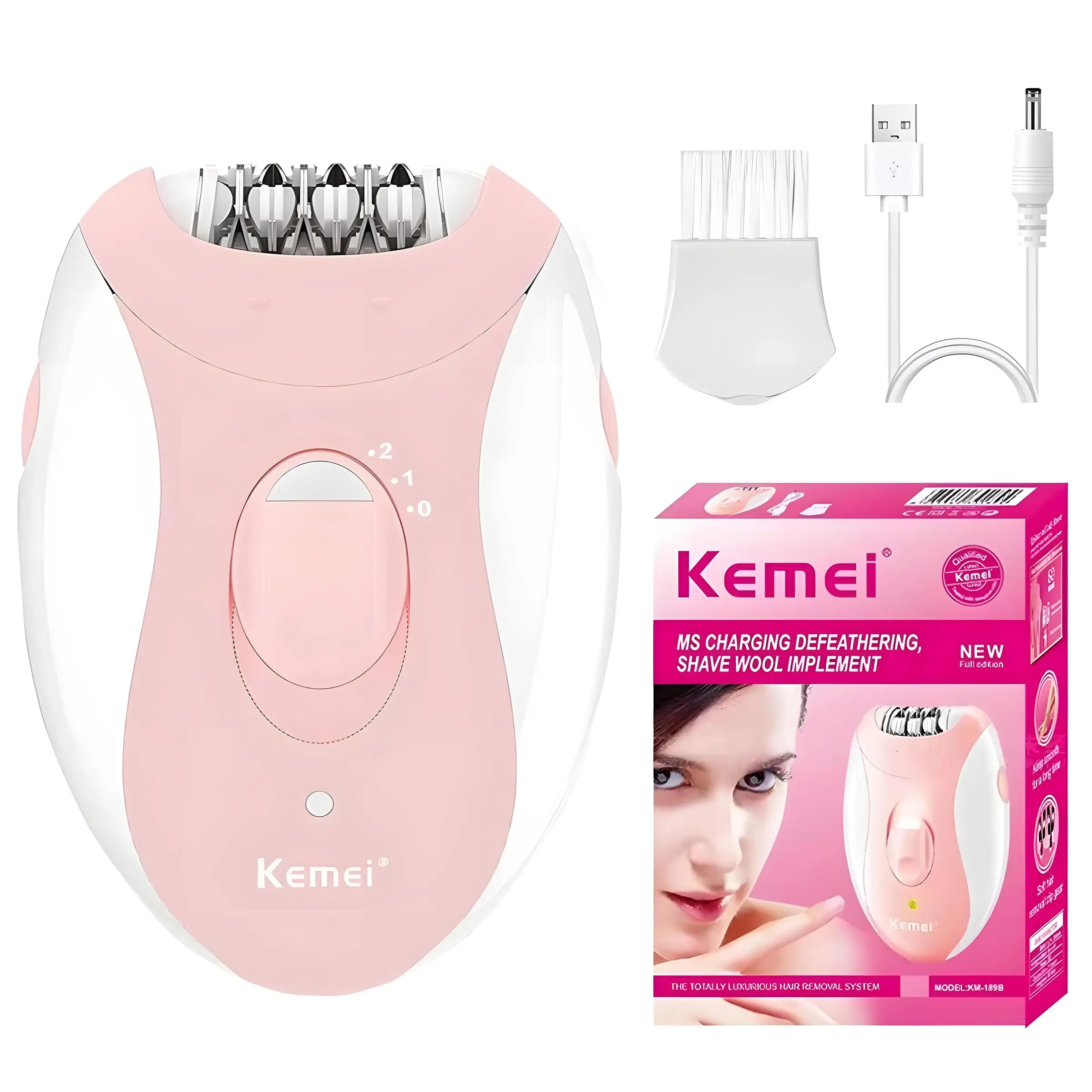 Kemei Km-189b Electric Epilator, Waterproof Intimate Trimmer, Compact Portable Shaver, Cordless Rechargeable Shaver, Personal Grooming Device, Easy to Use, USB Rechargeable Shaver