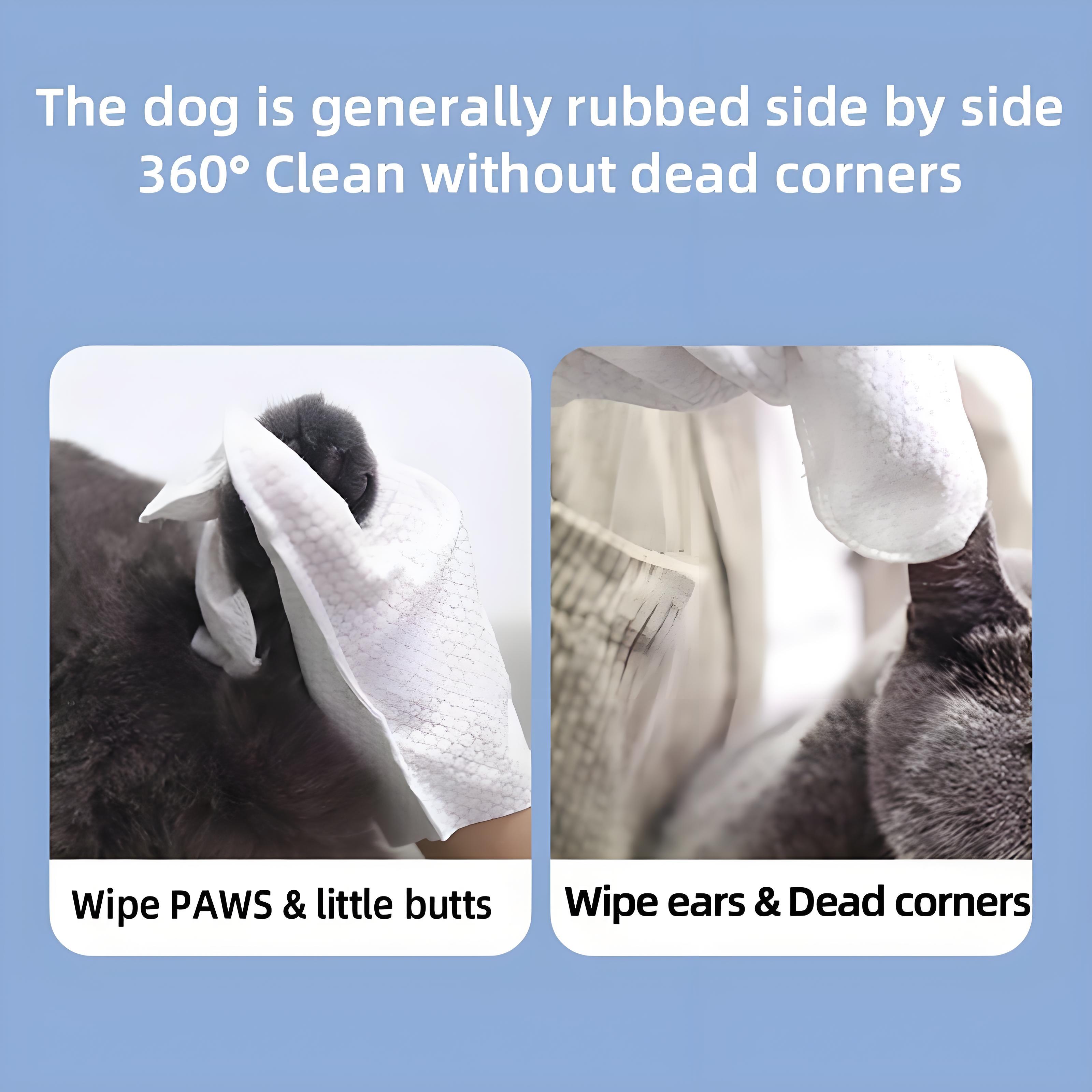 50-Pack Pet Grooming Wipes for Dogs & Cats, Puppy Wipes, No-Rinse Thick Cleaning Gloves, Easy Hair Removal Design (for Fur, Ears, Eyes, Paws) Grooming Products