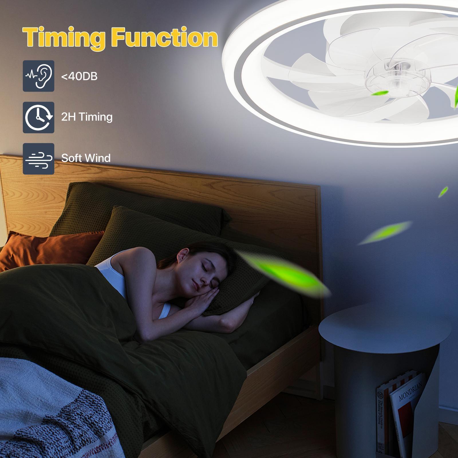 GLITGATE Ceiling Fans With Lights And Remote Multifunctional Ceiling Fan Light with 3 Color Temperatures 6 Speeds Low Noise Timer Setting & Remote Control for Bedroom Living Room Bathroom