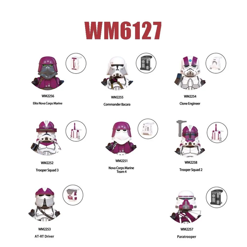 2026 Hot selling toys WM6127 Clone Engineer Building Blocks Nova Corps Marine Team 4 Mini Figurine Trooper Squad 3 Bricks AT-RT Driver Figure Kids Toy Internet-famous toy