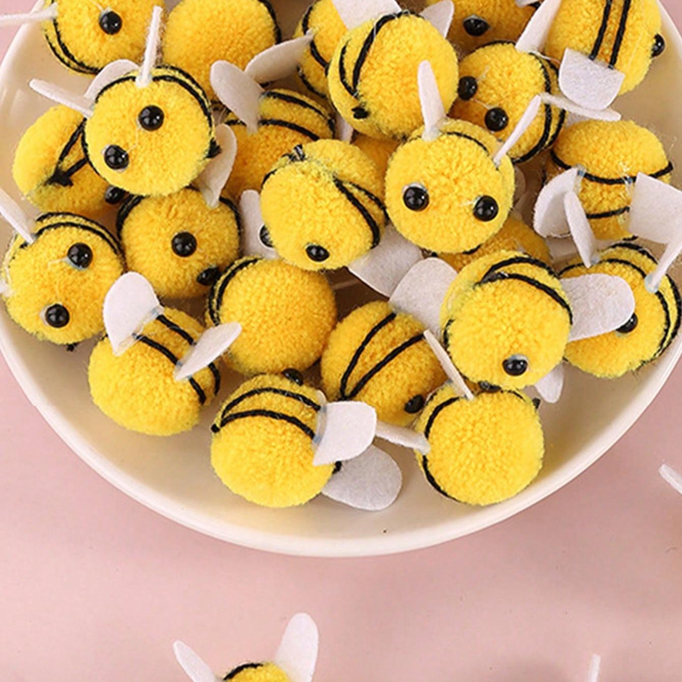 Handmade DIY Crafts Bee Ball Toys Set, Party Room Decorative Fabric Planters, Fun Insect Design, Choose Quantity (5/10/15)