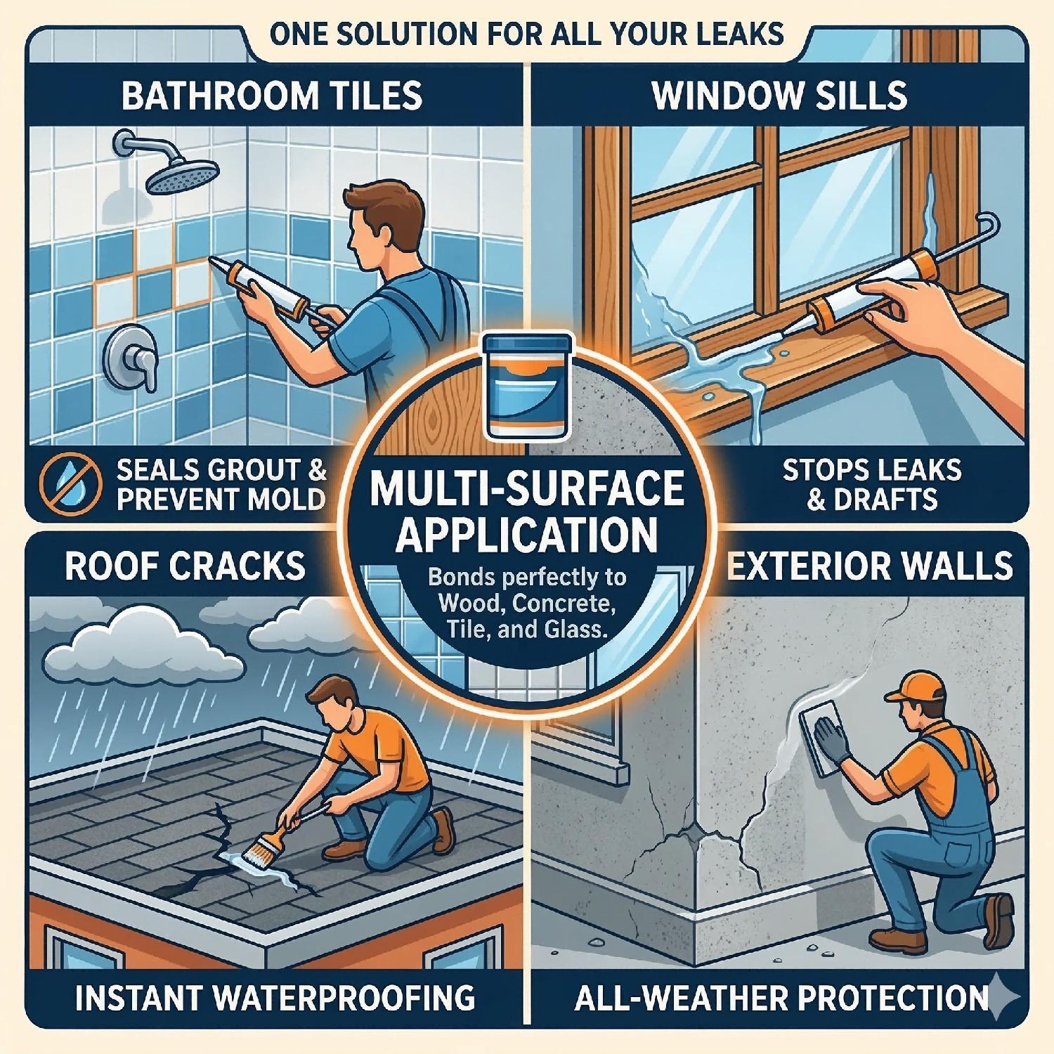 500g Transparent Waterproof Sealant Anti-Leakage Glue with Brush for Bathroom Roof Window Wall Tile Repair Coating Agent