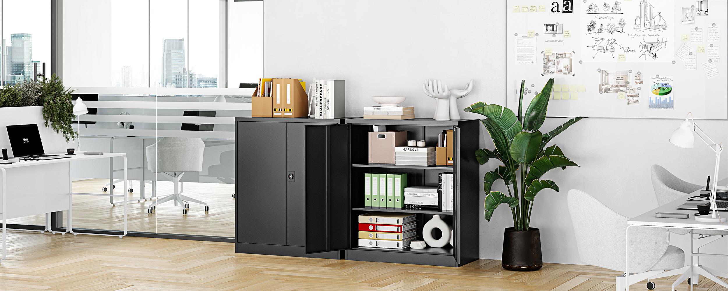 Letaya Metal Storage Cabinets with Lock Door,2 Adjustable Shelves Organizer Steel Storage Cabinets for Home,Office,Warehouse,Garage,Employee Lockers