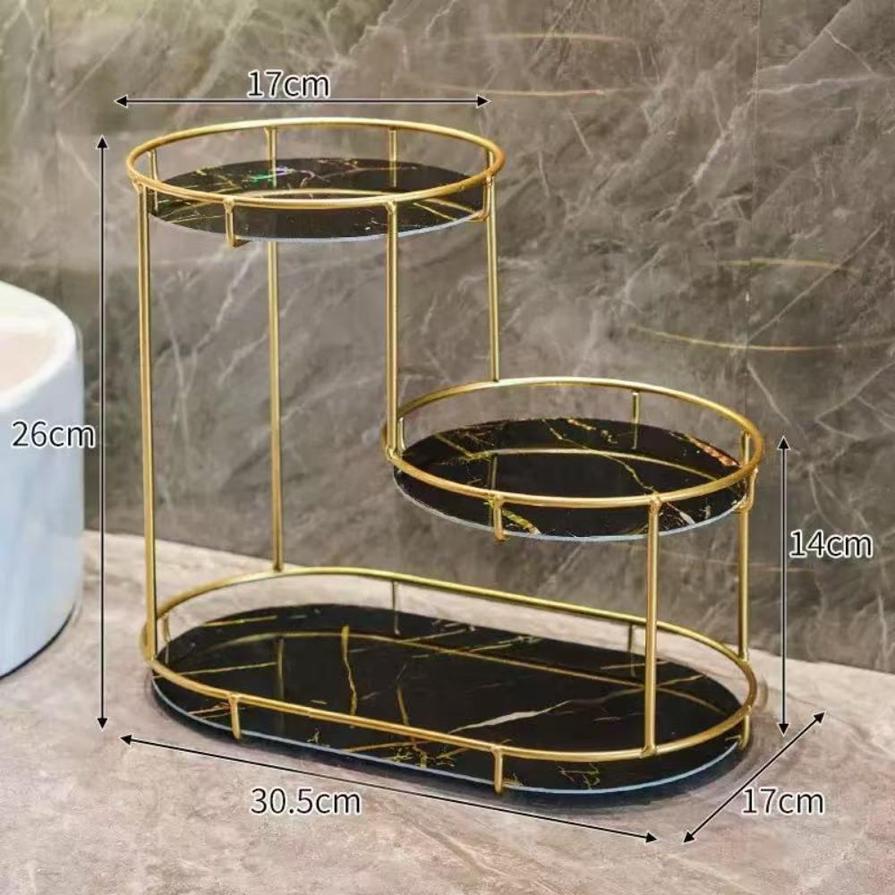 1Pc Light Luxury Bathroom Storage Rack, Countertop Makeup Organizer, Vanity Cosmetics Shelf for Washroom Desktop