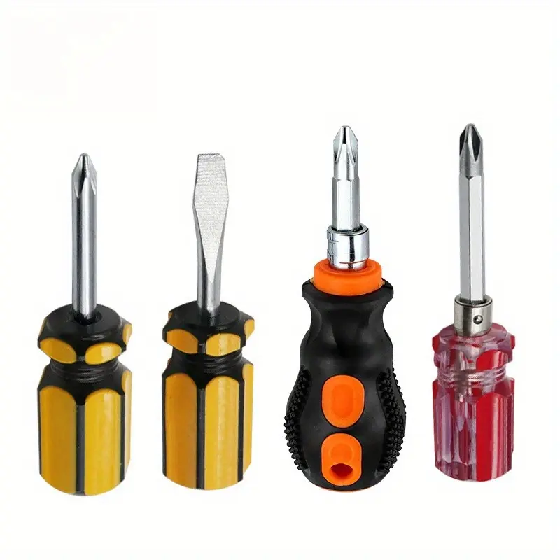 4pcs Mini radish head screwdriver, magnetic dual-purpose flat-head cross-head screwdriver, dual-color handle screwdriver