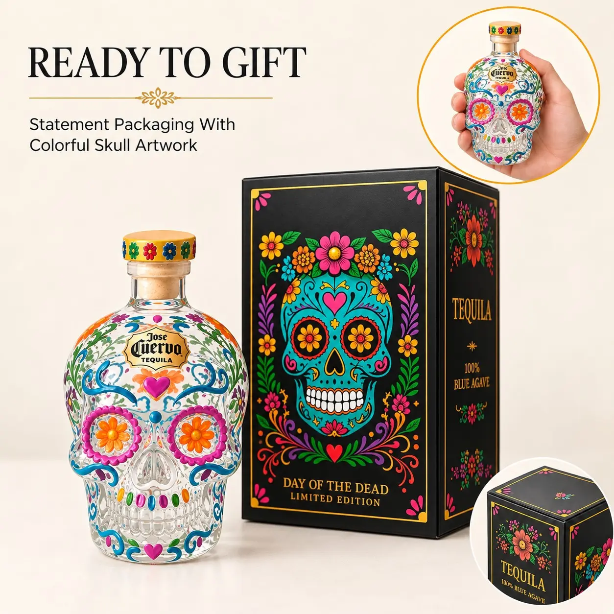 Hand-Blown Skull Whiskey Decanter & Glass Set, Borosilicate Glass Halloween Bar Decor Drinkware, Spooky Gift for Whiskey Lovers, Men’s Christmas Gift, Black Friday Deal