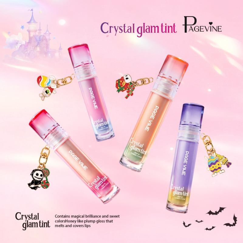 PAGE VINE Mirror Crystal Lip Oil Moisturizing Lip Honey Liquid Lipstick Pure Desire Lip Gloss Non-stick Cup