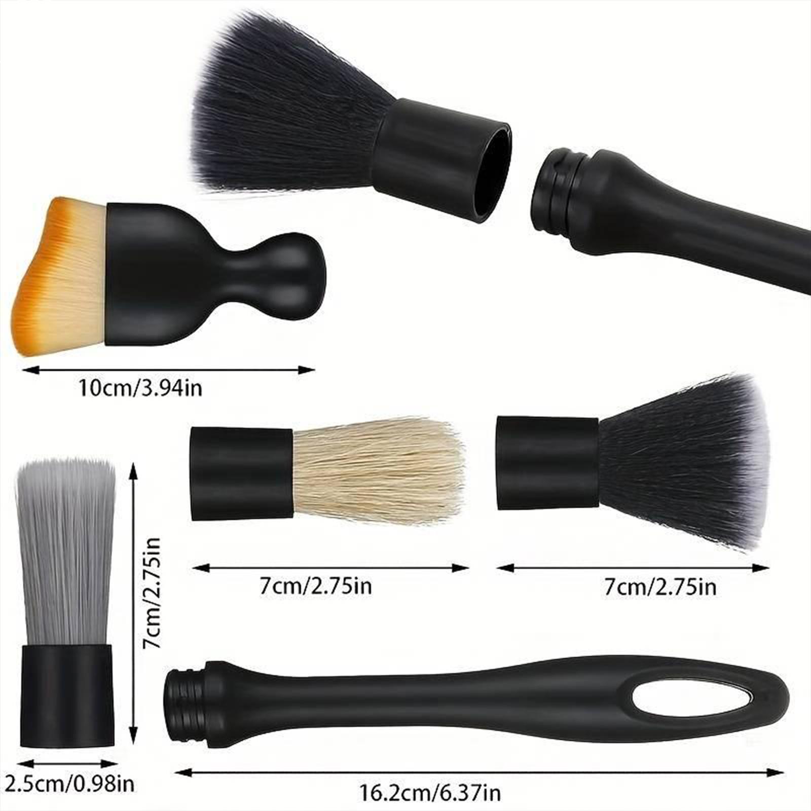 4-Counts Car Interior Cleaning Brush,Soft Professional Portable Brush for Car Interior Cleaning & Dust Removal,Cleaning Supplies,Car Detailing Products,Car Valeting Kit,Automotive,MirrorZone.