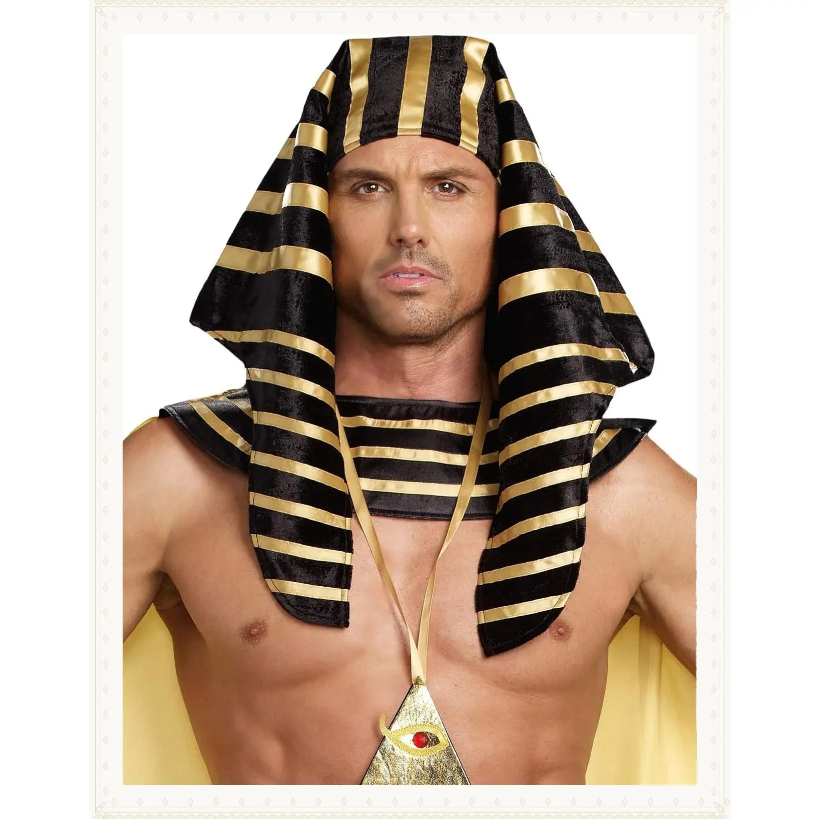 Adult Pharaoh Headpiece, Egyptian Halloween Costume Accessory for MenGift