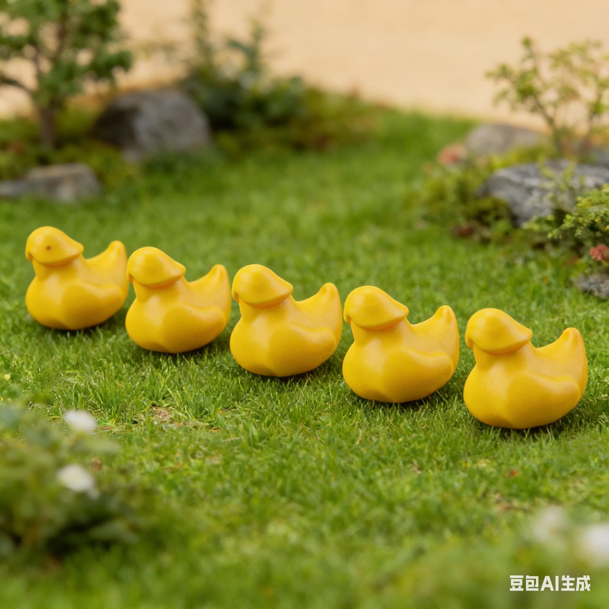 Mini Duck Family Micro Landscape Set, 5 Pieces Interchangeable Parent-Child Queue, Ideal for Miniature Scenery, Journal Decoration, Desk Accessories