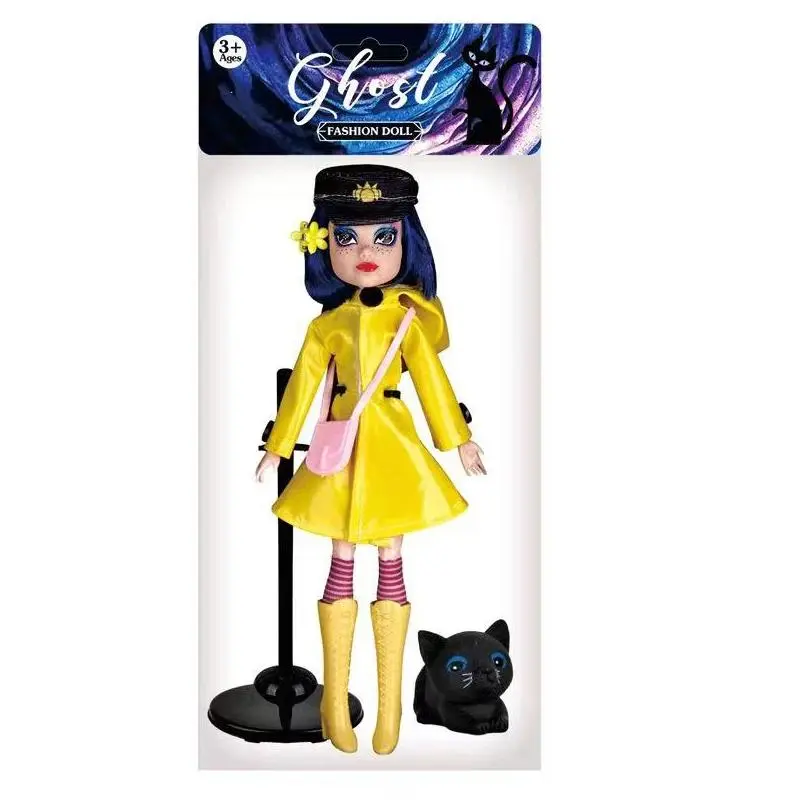 New Movie Ghost Mom Yellow Raincoat Doll 10 inch 11 Joint Movable Dressing Set With Bracket Accessories Doll Birthday Gift