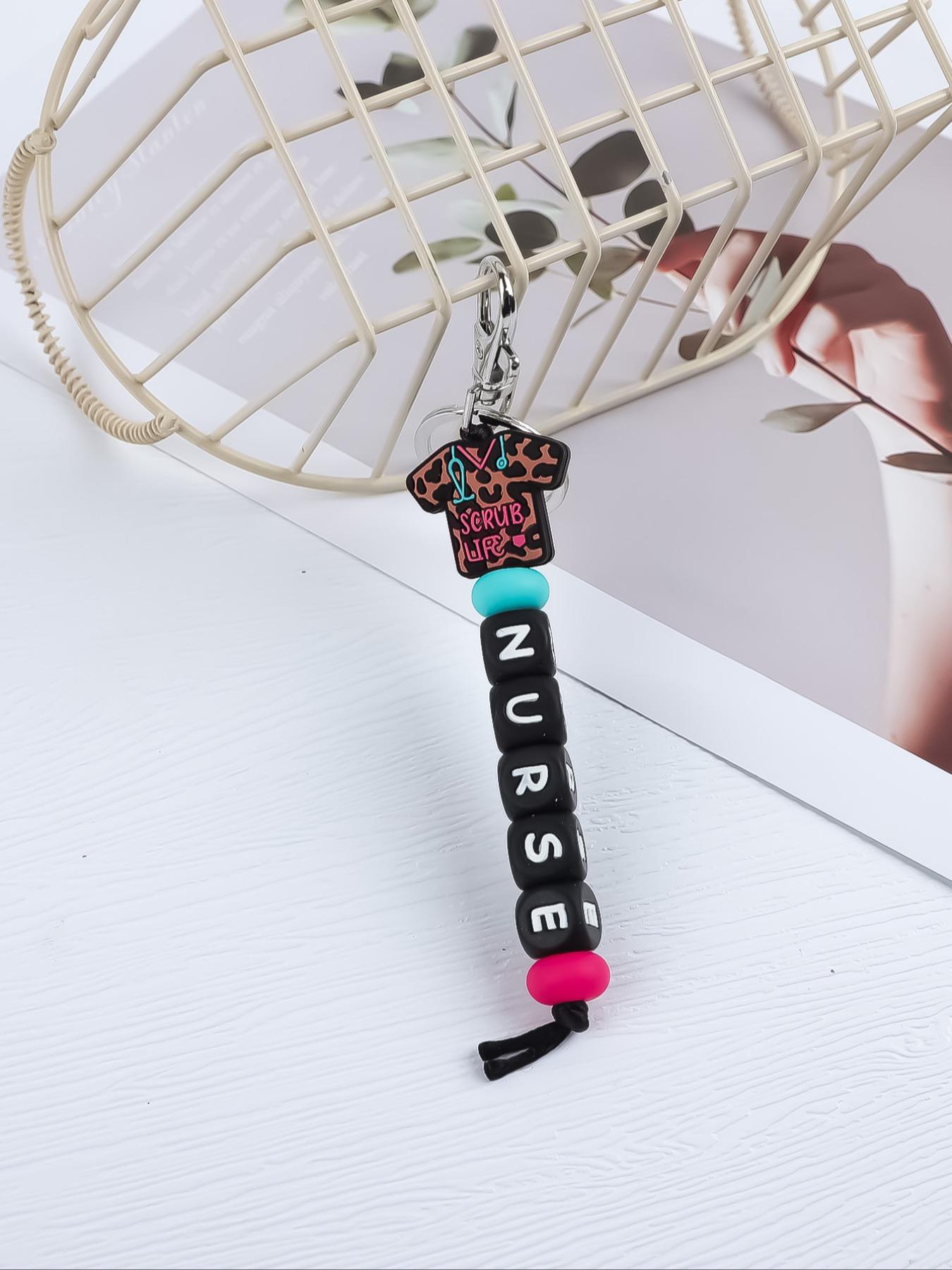 Cute Beaded Design Keychain, Novelty Keychain for Women & Men, Stylish Keychain, Trendy Cute Keychain, Fashion Accessories for Daily Bag, Key Decor, Thoughtful Gifts for Healthcare Workers, Handmade Keychain