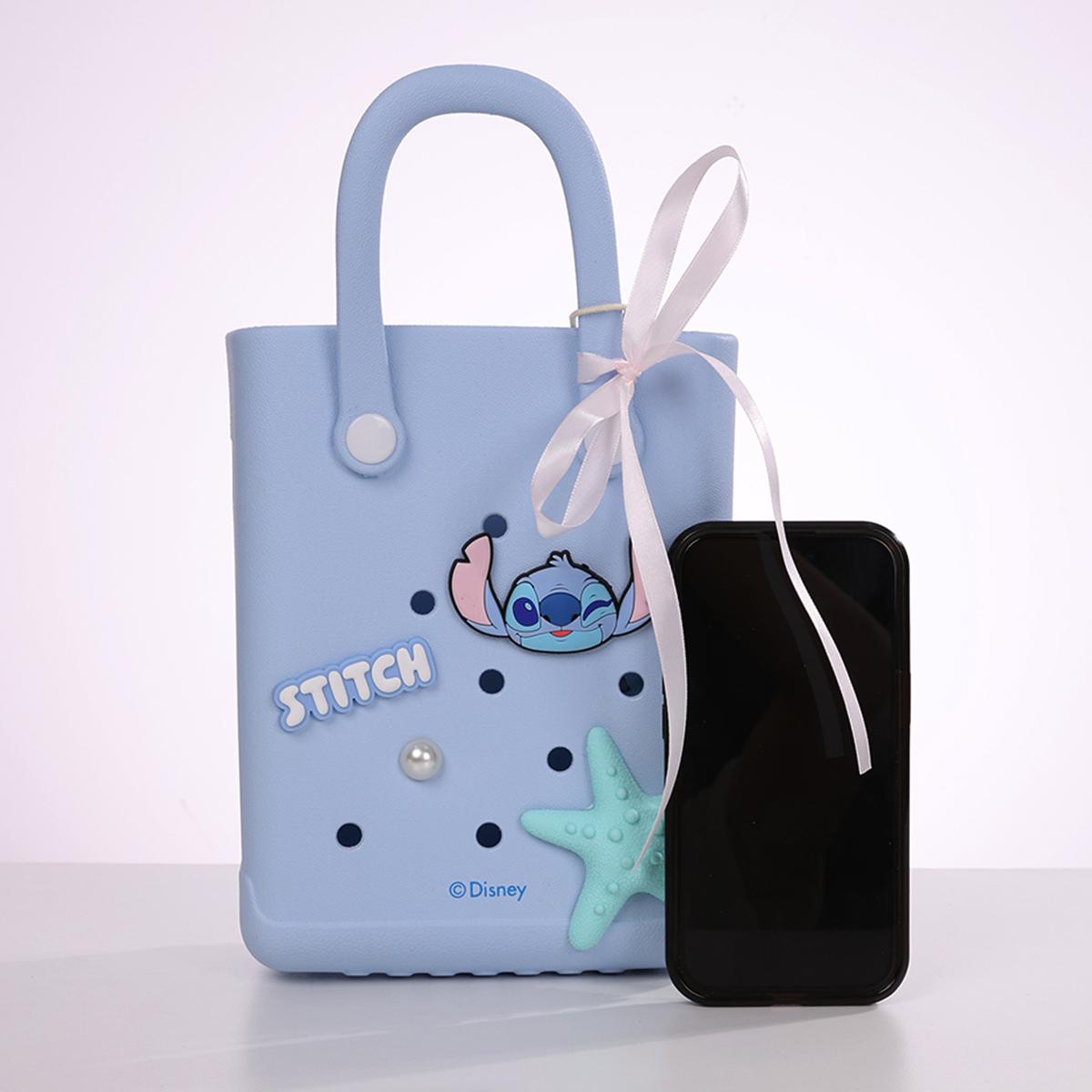 Disney Lilo & Stitch Collection Holes Small Handheld Bag - Lightweight Beach & Grocery ShoppingBag,Stitch Collection Mini Lunch Bagfor Women & Girls,Must-Have for Going Out